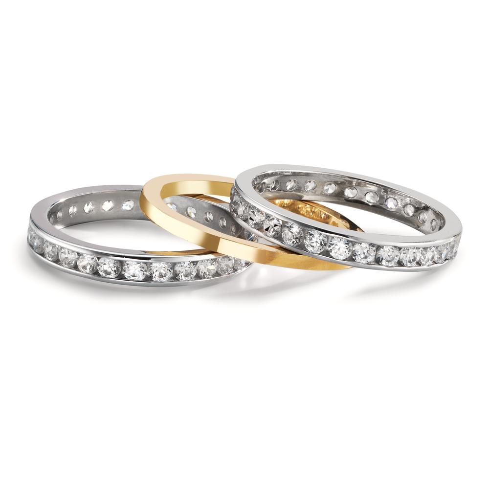 Ringset 750/18 K Weissgold, 750/18 K Gelbgold Zirkonia