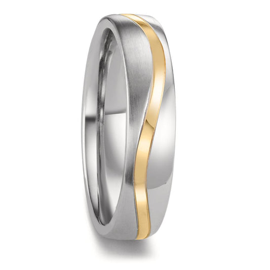 Partnerring Edelstahl, 585/14 K Gelbgold