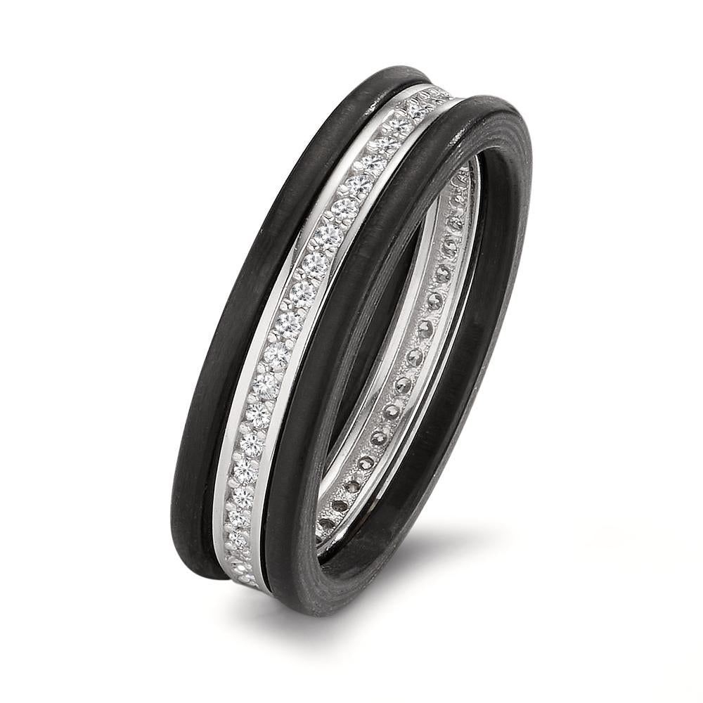 Ring set 9k White Gold, Carbon Zirconia