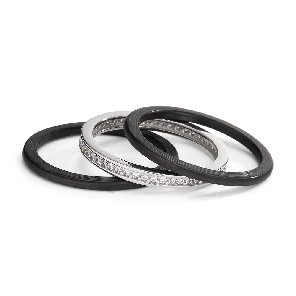 Ring set 9k White Gold, Carbon Zirconia