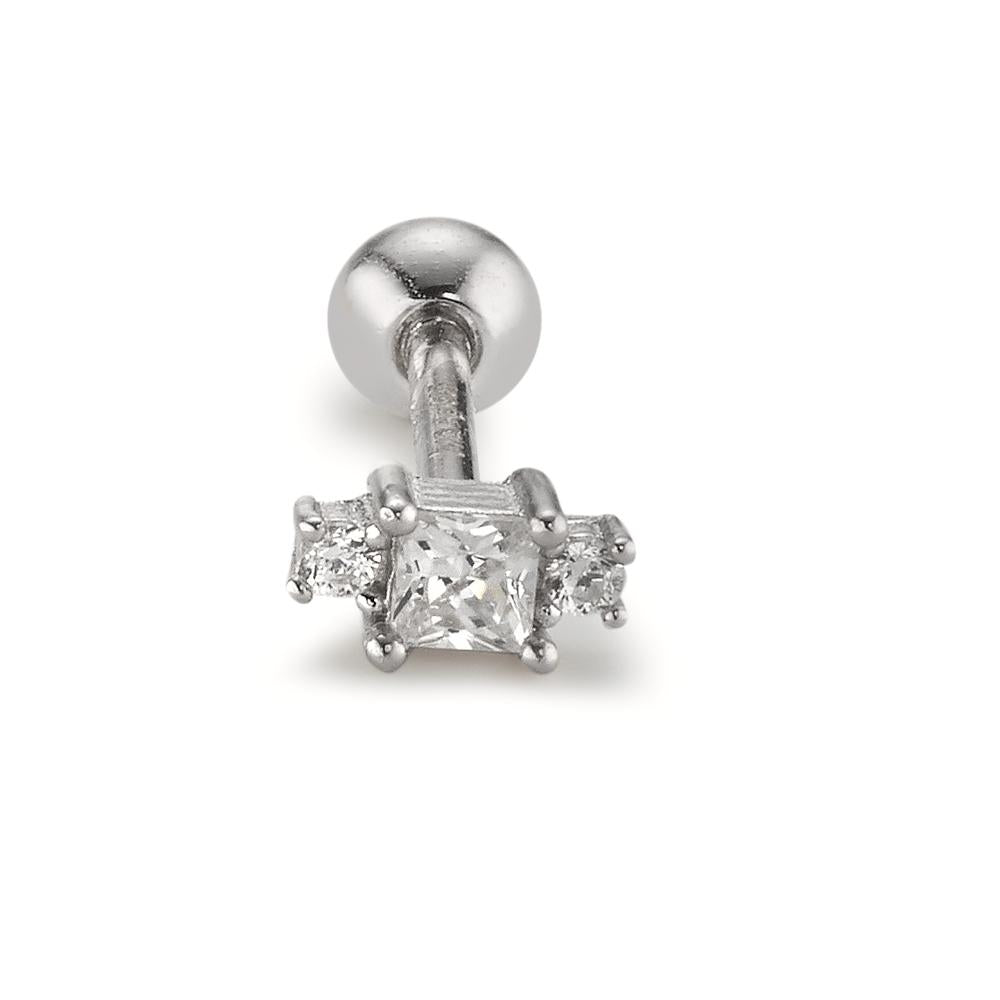 Piercing Silver Zirconia 3 Stones Rhodium plated