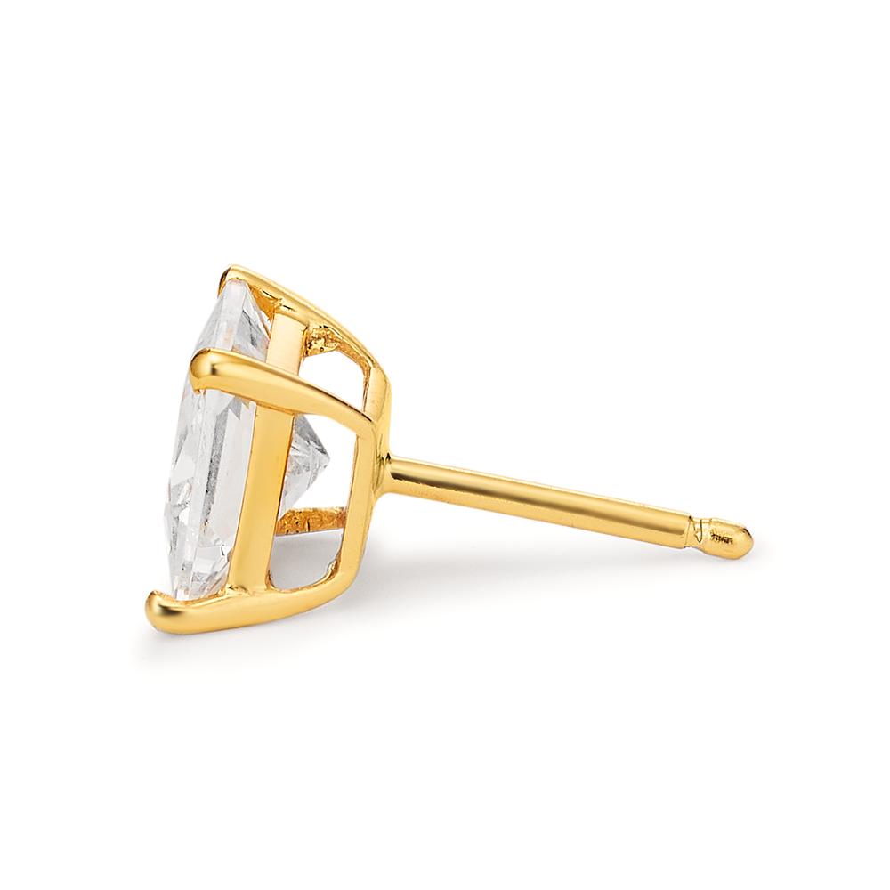 Single stud earring Silver Zirconia Yellow Gold plated