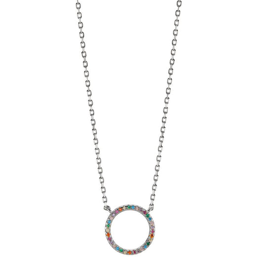 Collier Argent Zircone coloré Rhodié 42-45 cm Ø14 mm