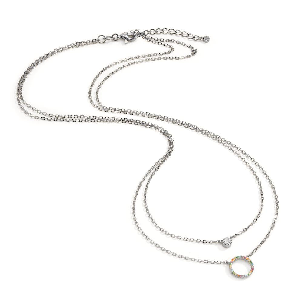 Collier Argent Zircone coloré Rhodié 42-45 cm