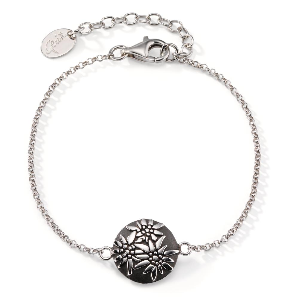 Armband Silber schwarz rhodiniert Edelweiss verstellbar