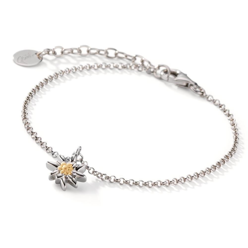 Armband Silber bicolor rhodiniert Edelweiss verstellbar