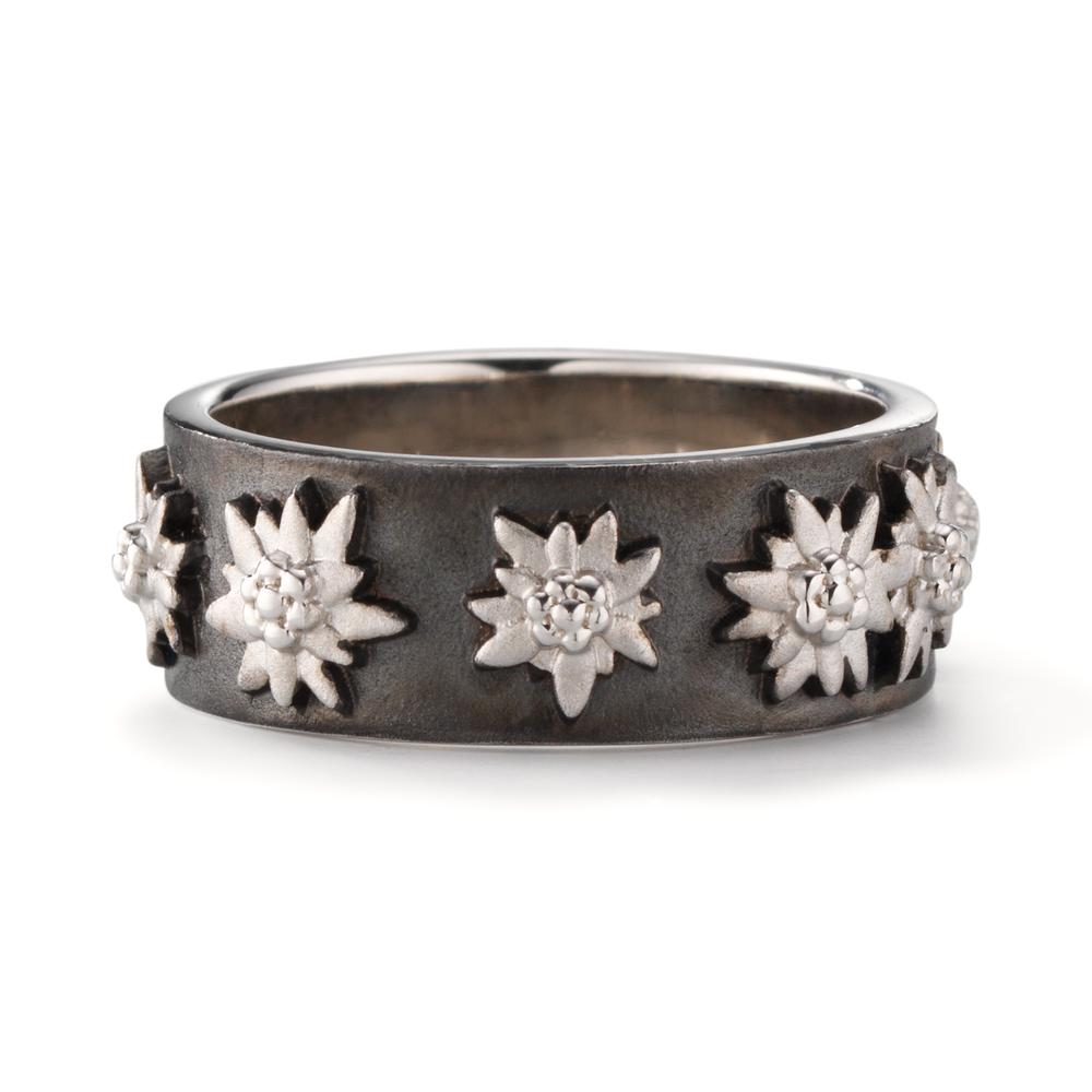 Anillo de dedo Plata Negro Rodio plateado Edelweiss