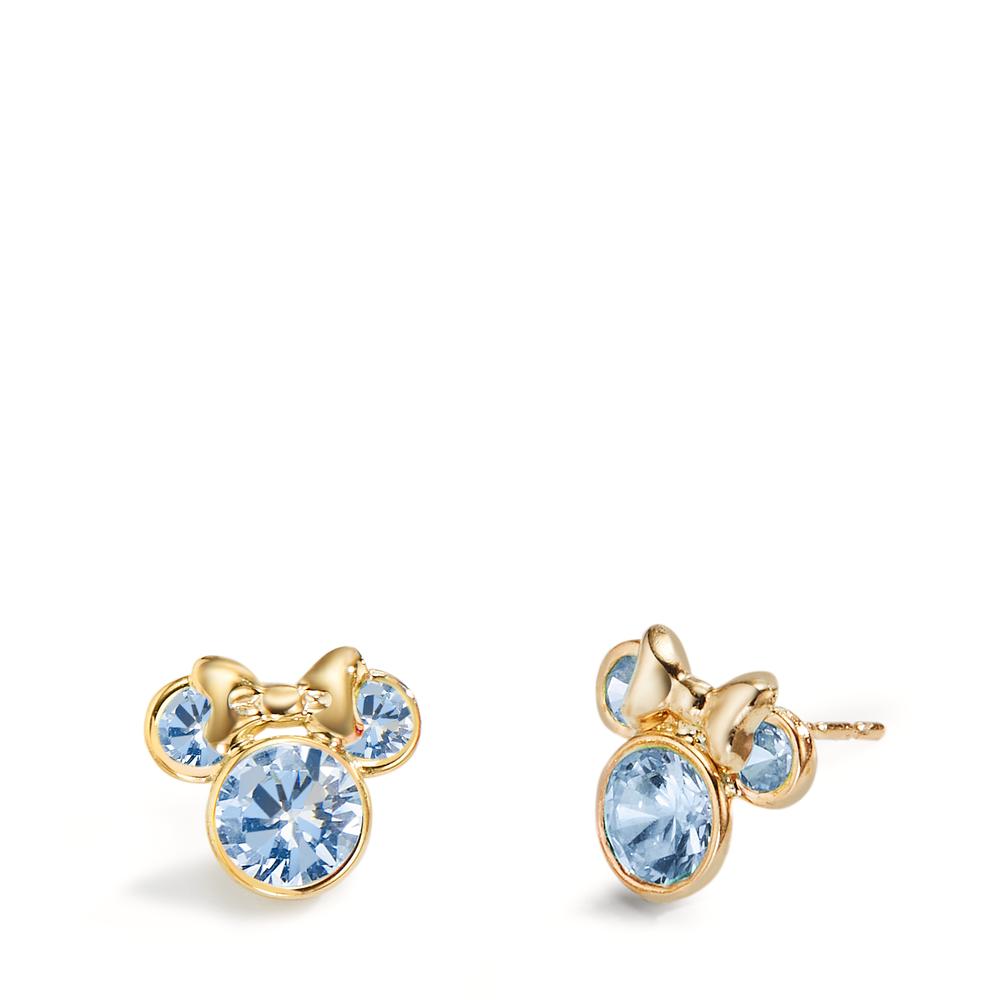 Stud earrings 9k Yellow Gold Zirconia Aqua, 6 Stones Ø8 mm