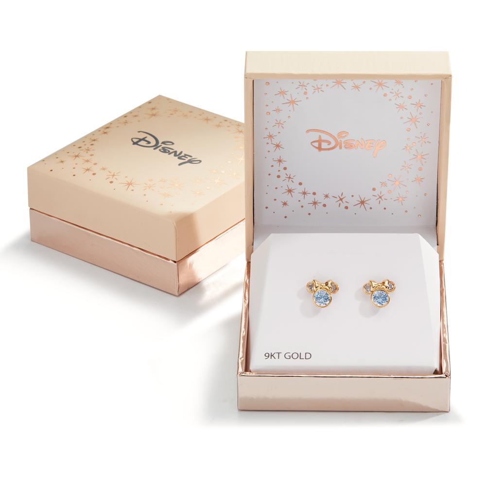 Stud earrings 9k Yellow Gold Zirconia Aqua, 6 Stones Ø8 mm