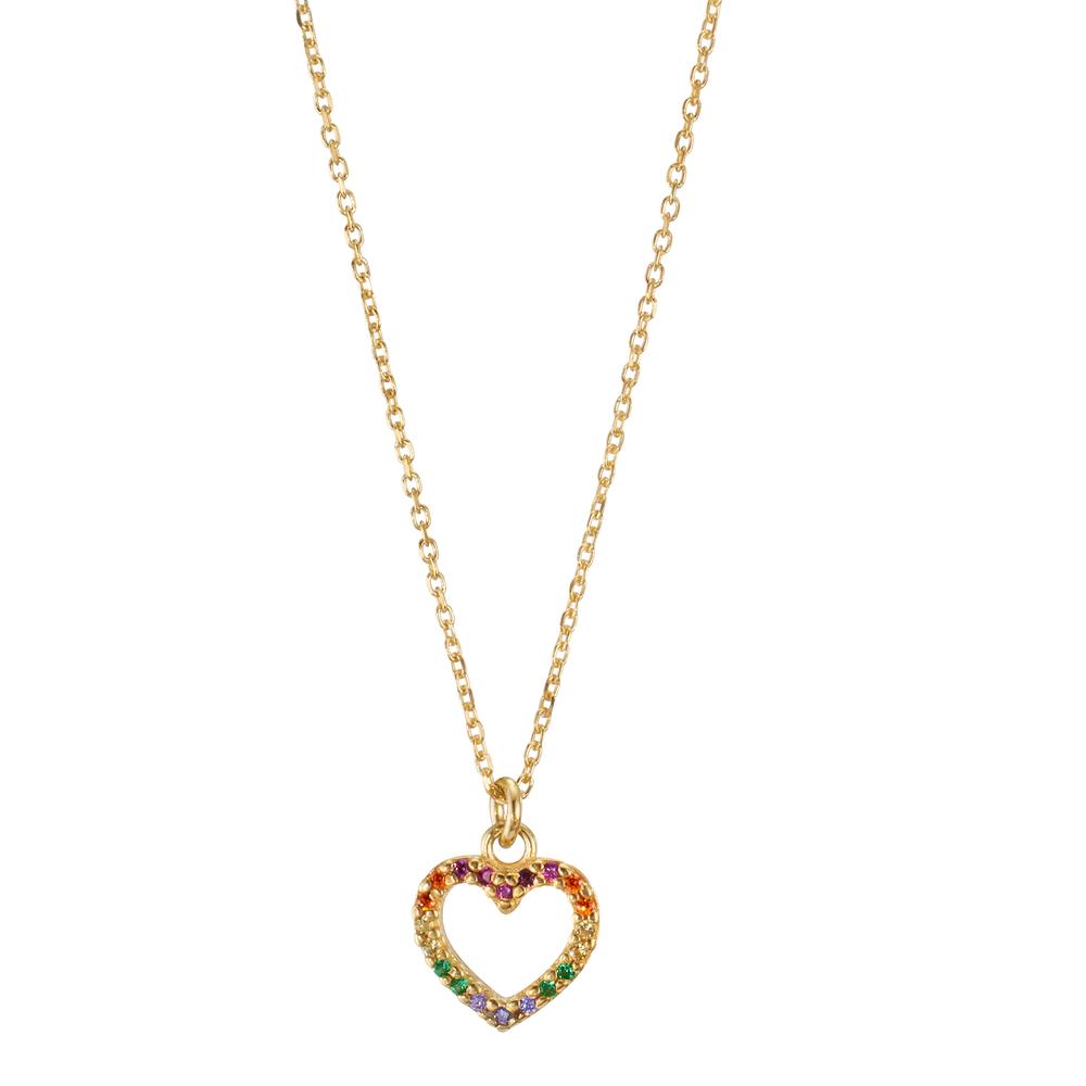 Collier Argent Zircone coloré jaune Plaqué or Coeur 42-45 cm