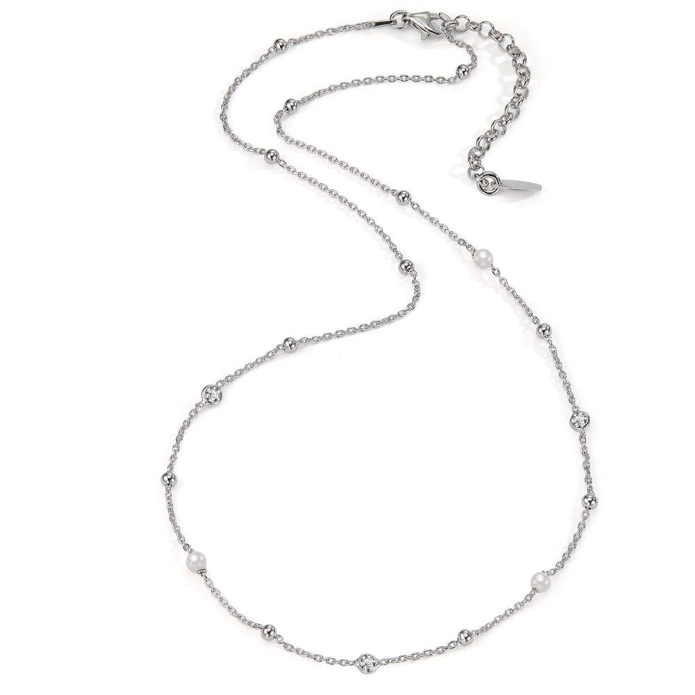 Collier Argent Zircone 3 Pierres Rhodié 40-44 cm