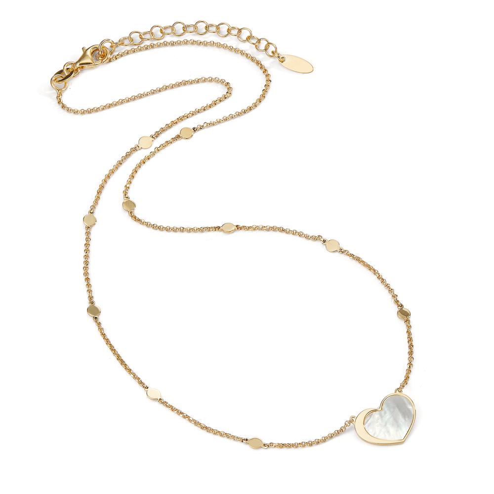Collar Plata Amarillo Dorado Madre perla Corazón 40-44 cm