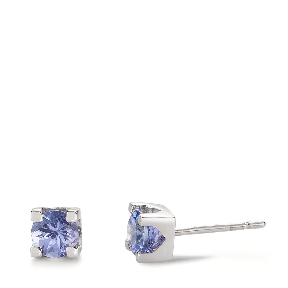 Clous d'oreilles Or blanc 18K Tanzanite 0.96 ct, 2 Pierres