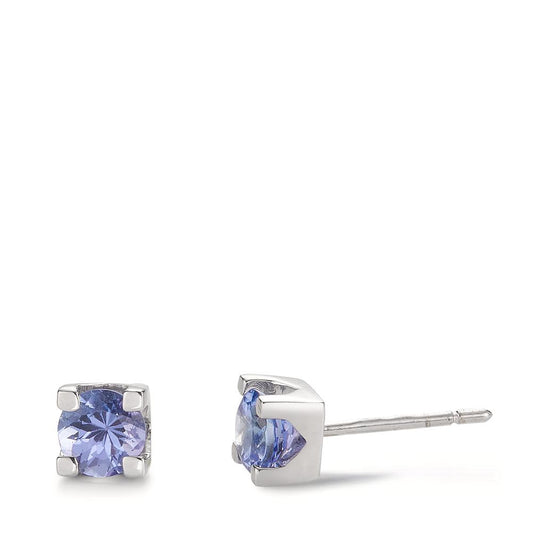 Orecchini a bottone Oro bianco 750/18 carati Tanzanite 0.96 ct, 2 pietra