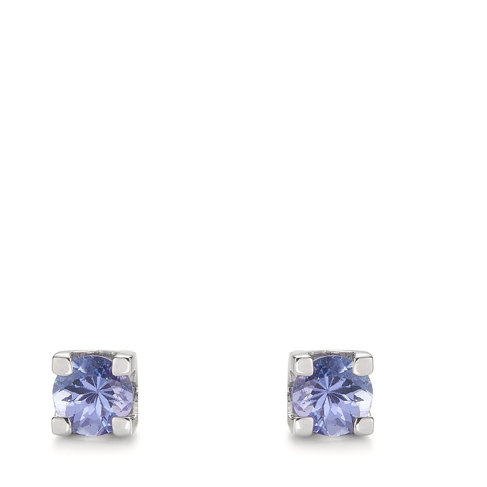 Clous d'oreilles Or blanc 18K Tanzanite 0.96 ct, 2 Pierres