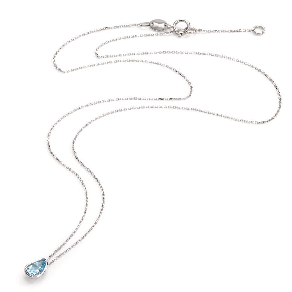 Collier 750/18 K Weissgold Aquamarin 0.40 ct verstellbar