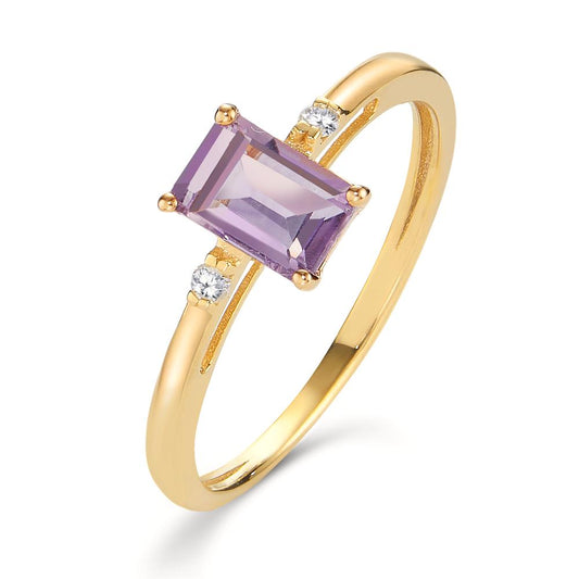 Fingerring 750/18 K Gelbgold Amethyst 0.60 ct, 3 Steine