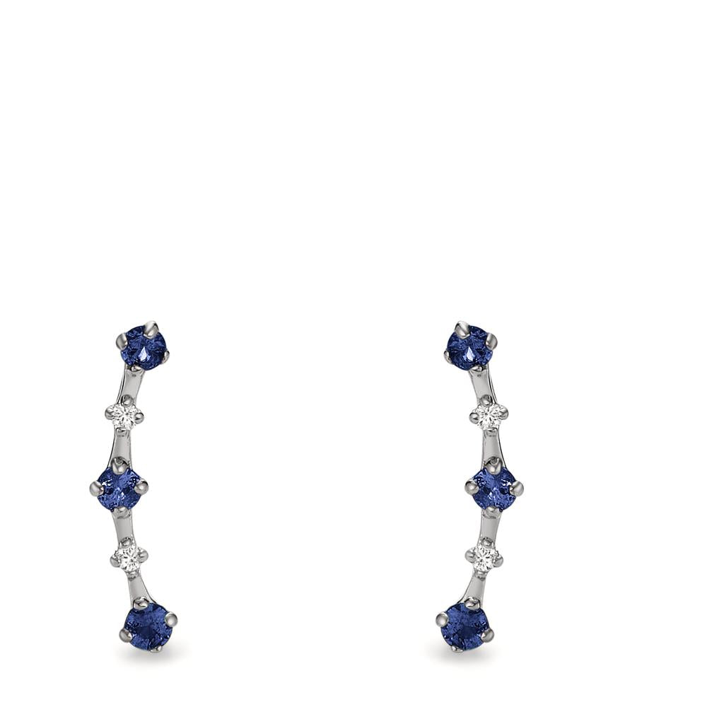 Clous d'oreilles Or blanc 18K Saphir 0.30 ct, 10 Pierres