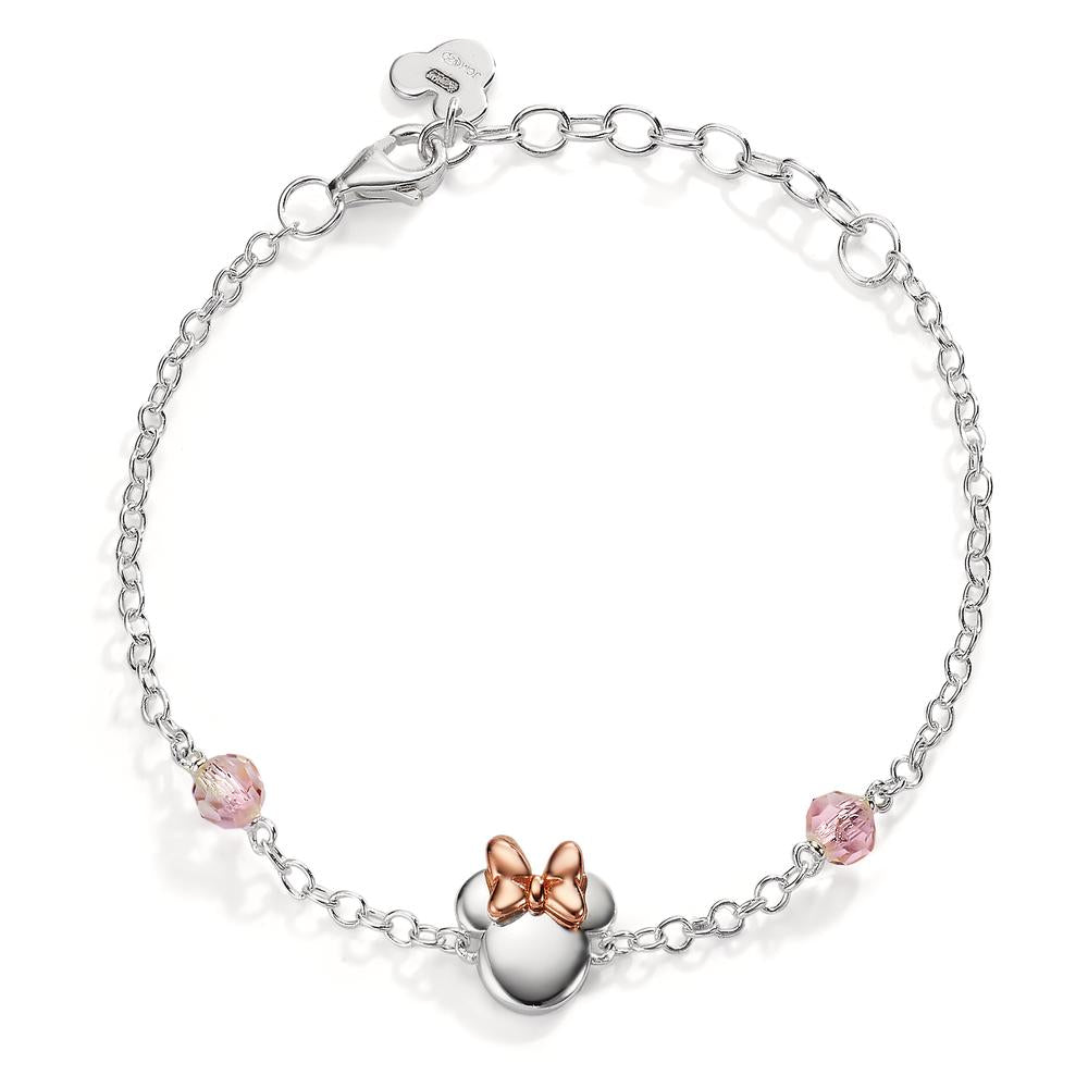 Bracelet Silver Zirconia Rose, 2 Stones Rose Bicolor 14-17 cm