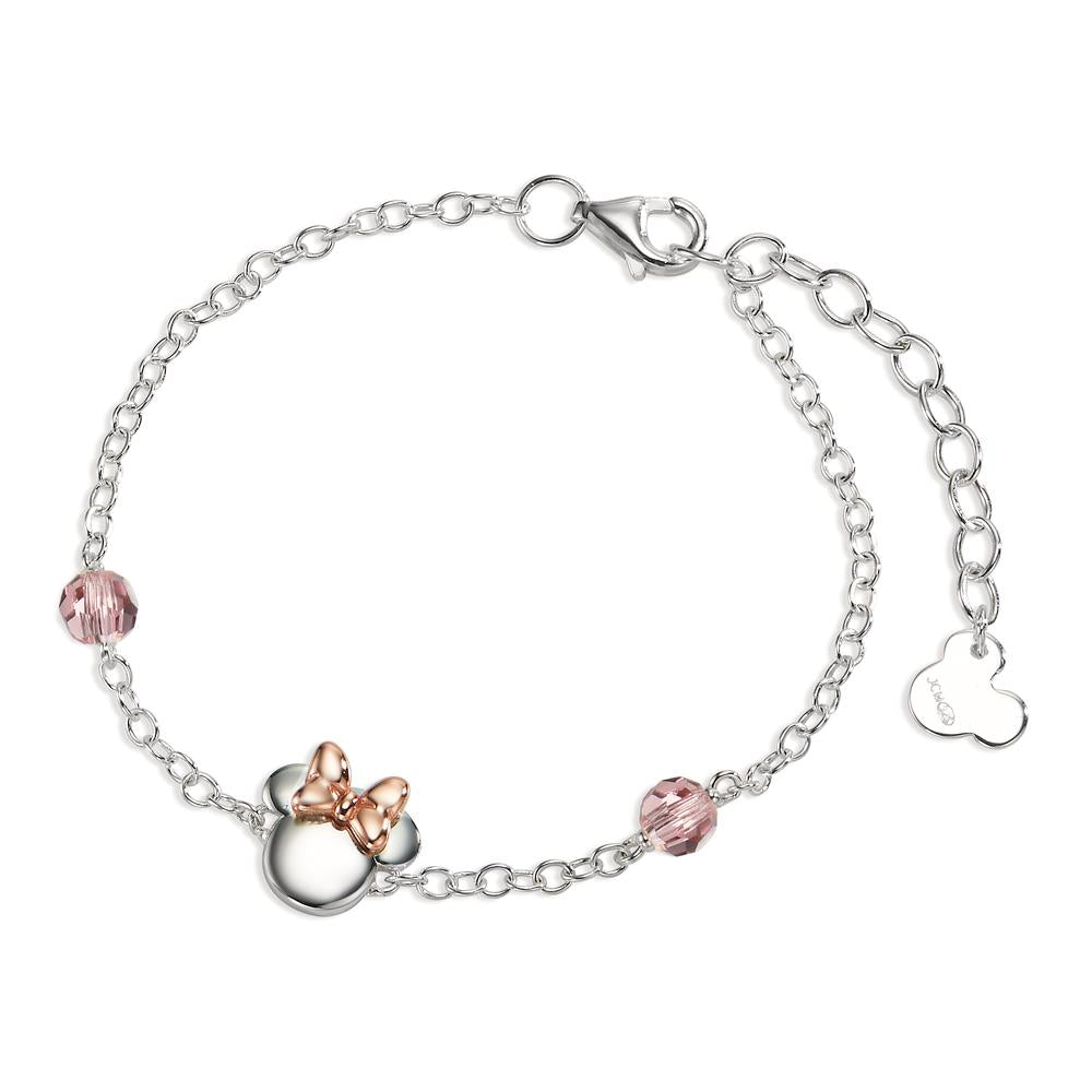 Bracelet Silver Zirconia Rose, 2 Stones Rose Bicolor 14-17 cm