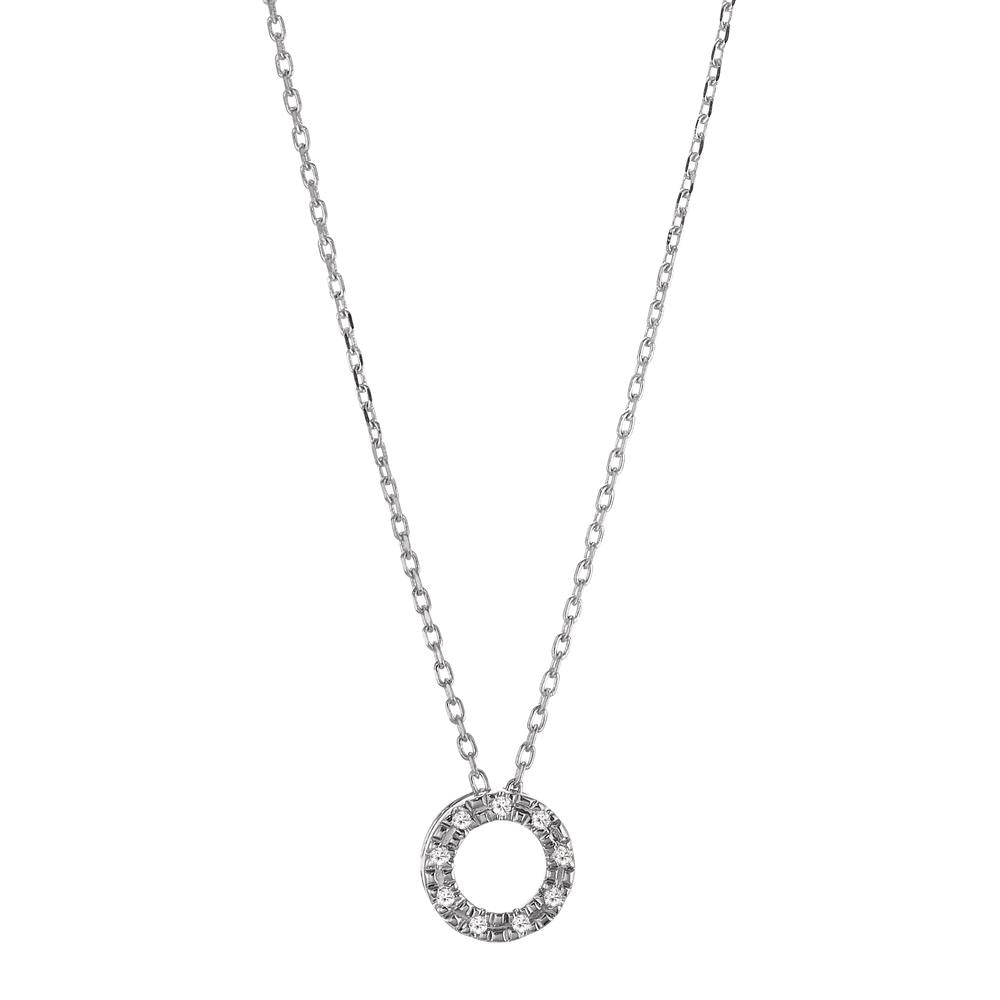 Collier Or blanc 18K Diamant 0.018 ct, 9 Pierres, w-si 42 cm