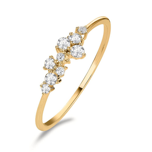 Fingerring 750/18 K Gelbgold Diamant 0.15 ct, 9 Steine, w-si