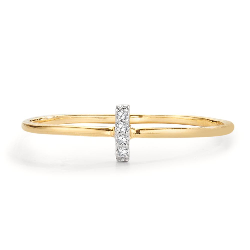 Fingerring 750/18 K Gelbgold Diamant 0.033 ct, 4 Steine, w-si