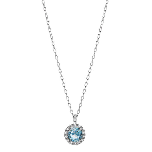 Collier Or blanc 18K Diamant 0.096 ct, w-si, Topaze 40-42 cm