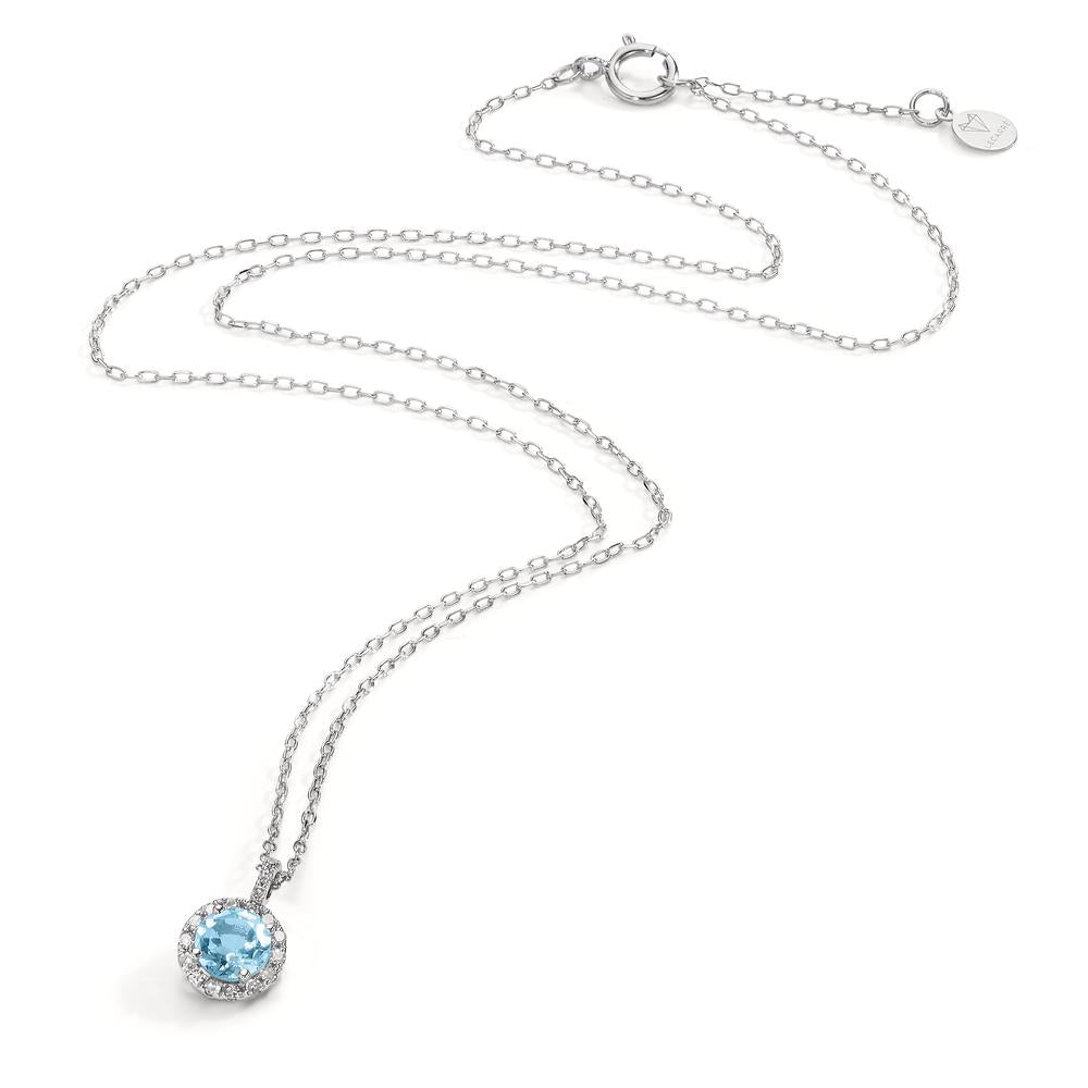 Collana Oro bianco 750/18 carati Diamante 0.096 ct, w-si, Topazio 40-42 cm