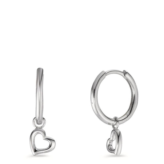 Hinged hoop Silver Rhodium plated Heart