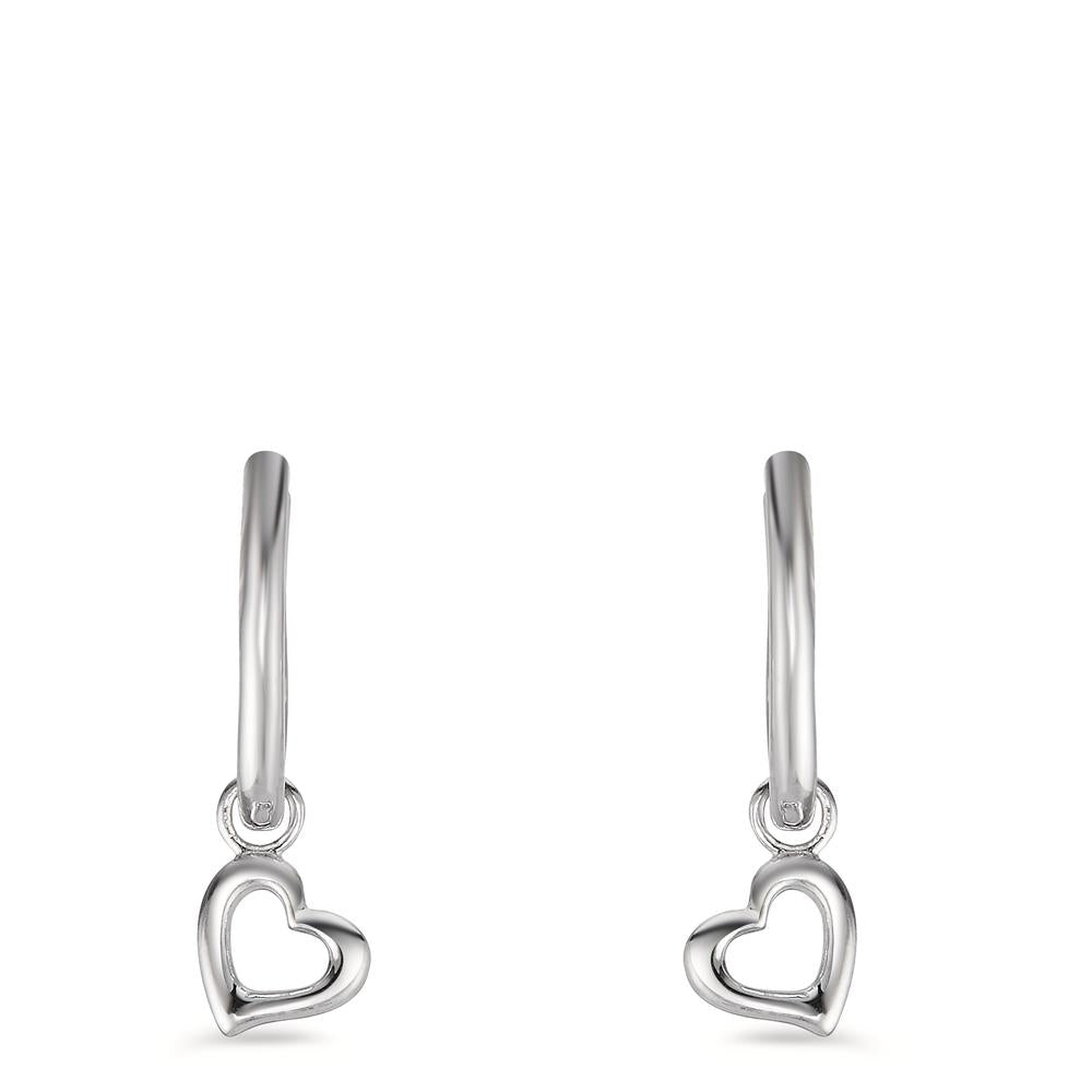 Hinged hoop Silver Rhodium plated Heart