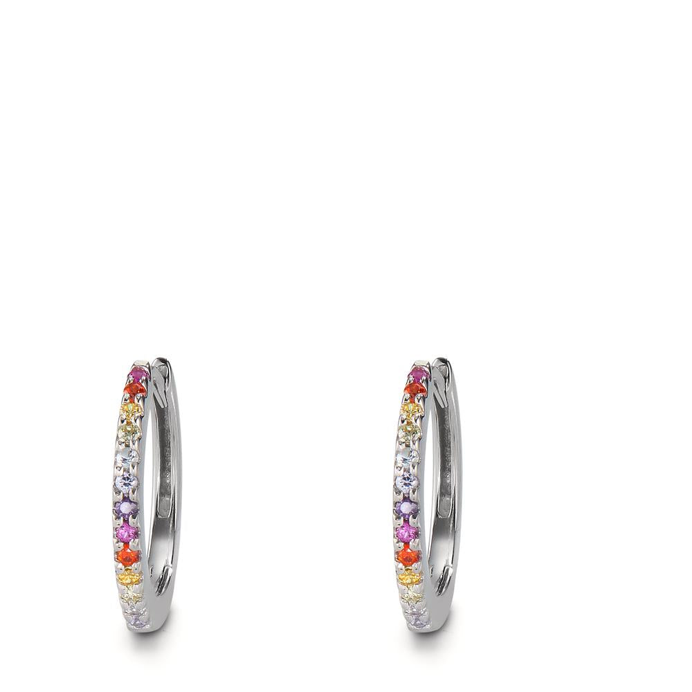 Orecchini circolari Argento Zirconia colorato, 26 pietra rodiato