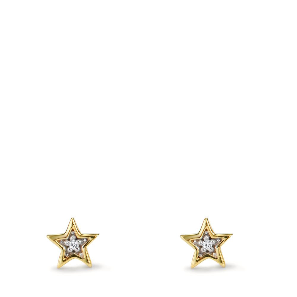 Stud earrings 9k Yellow Gold Zirconia 2 Stones Star Ø5.5 mm