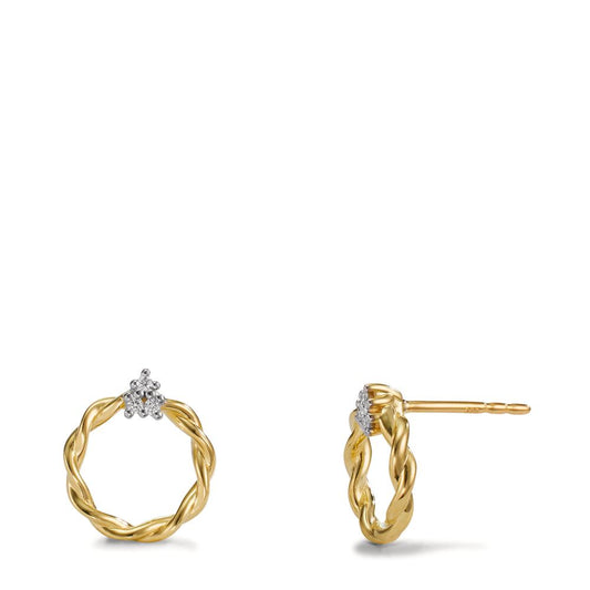 Clous d'oreilles Or jaune 9K Diamant 0.03 ct, 6 Pierres, w-si Ø10 mm