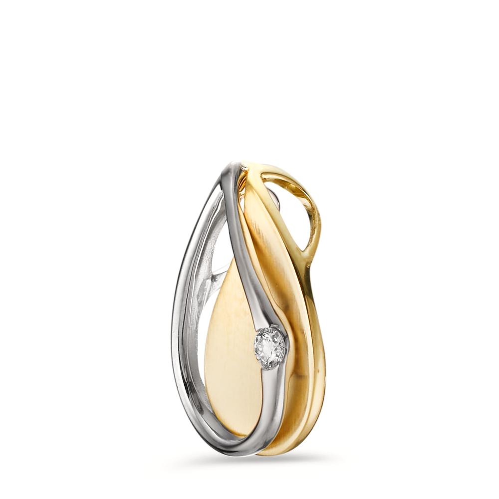 Anhänger 375/9 K Gelbgold, 375/9 K Weissgold Diamant 0.03 ct, w-si