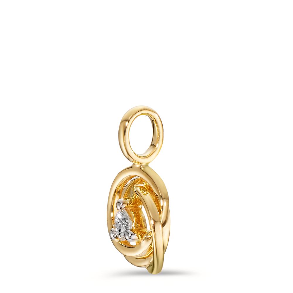 Anhänger 750/18 K Gelbgold Diamant 0.10 ct, w-si Ø9 mm