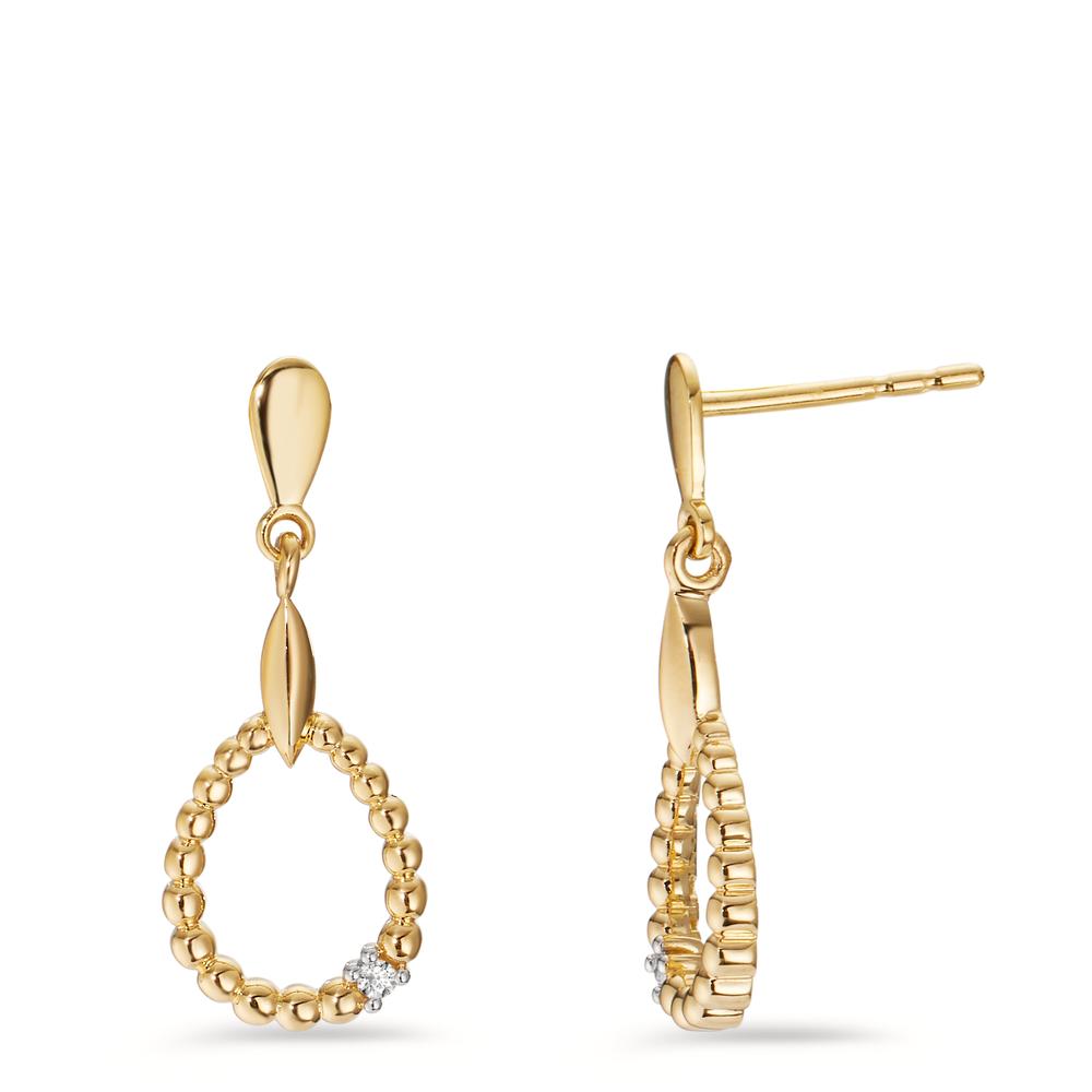 Drop Earrings 18k Yellow Gold Diamond 0.02 ct, 2 Stones, w-si