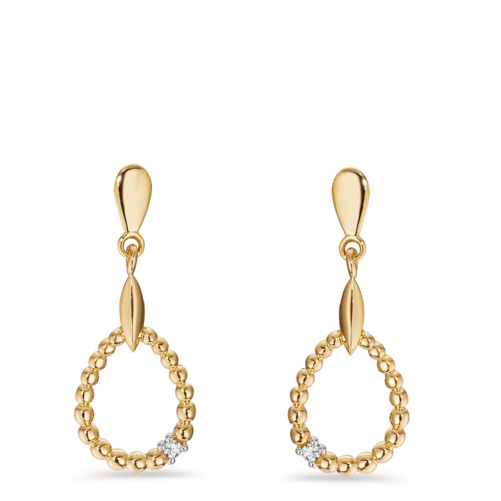 Drop Earrings 18k Yellow Gold Diamond 0.02 ct, 2 Stones, w-si