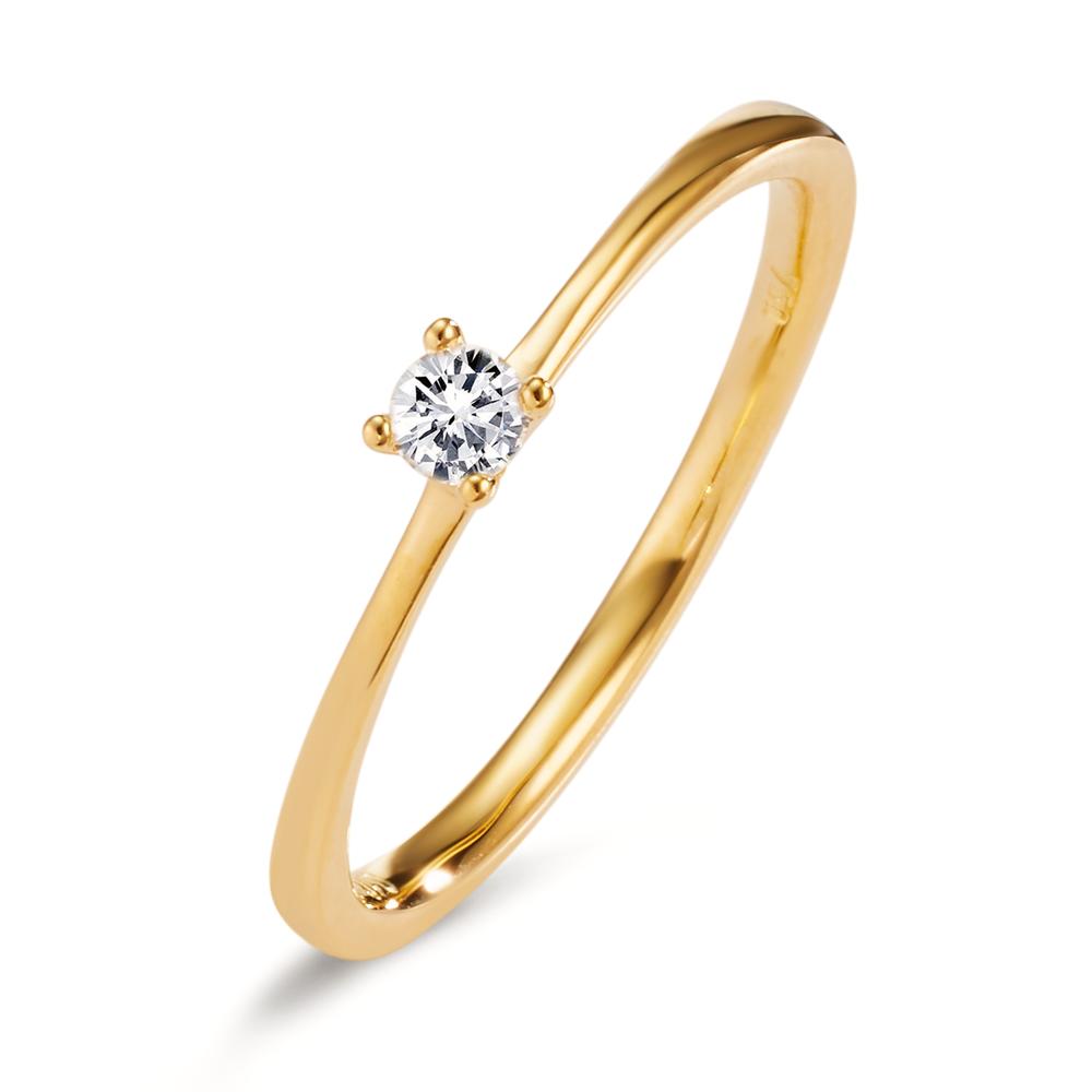 Anello solitario Oro giallo 750/18 carati Diamante 0.10 ct, w-si