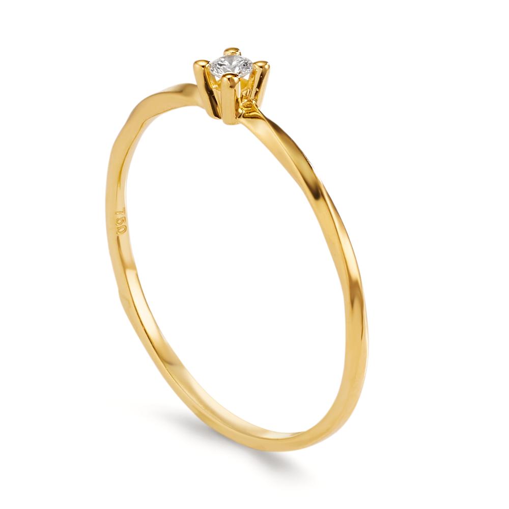 Anello solitario Oro giallo 750/18 carati Diamante 0.04 ct, w-si