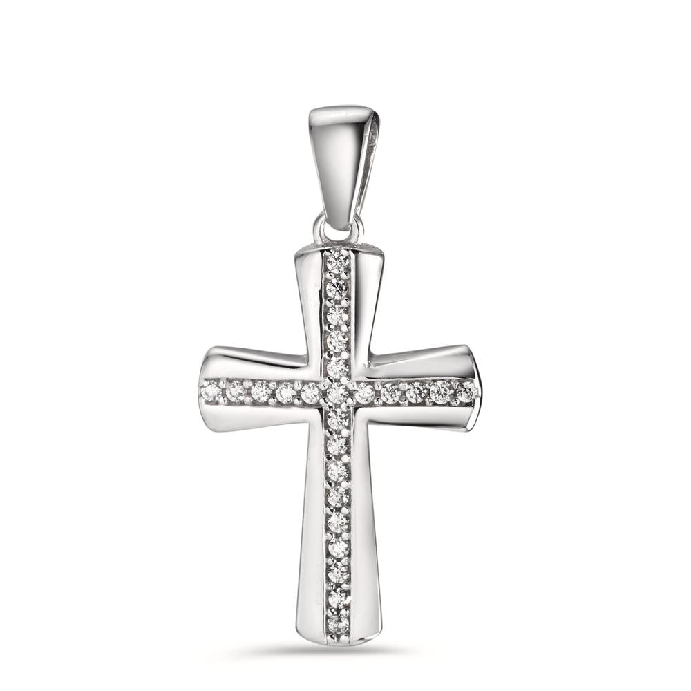 Pendant 9k White Gold Zirconia 25 Stones Cross