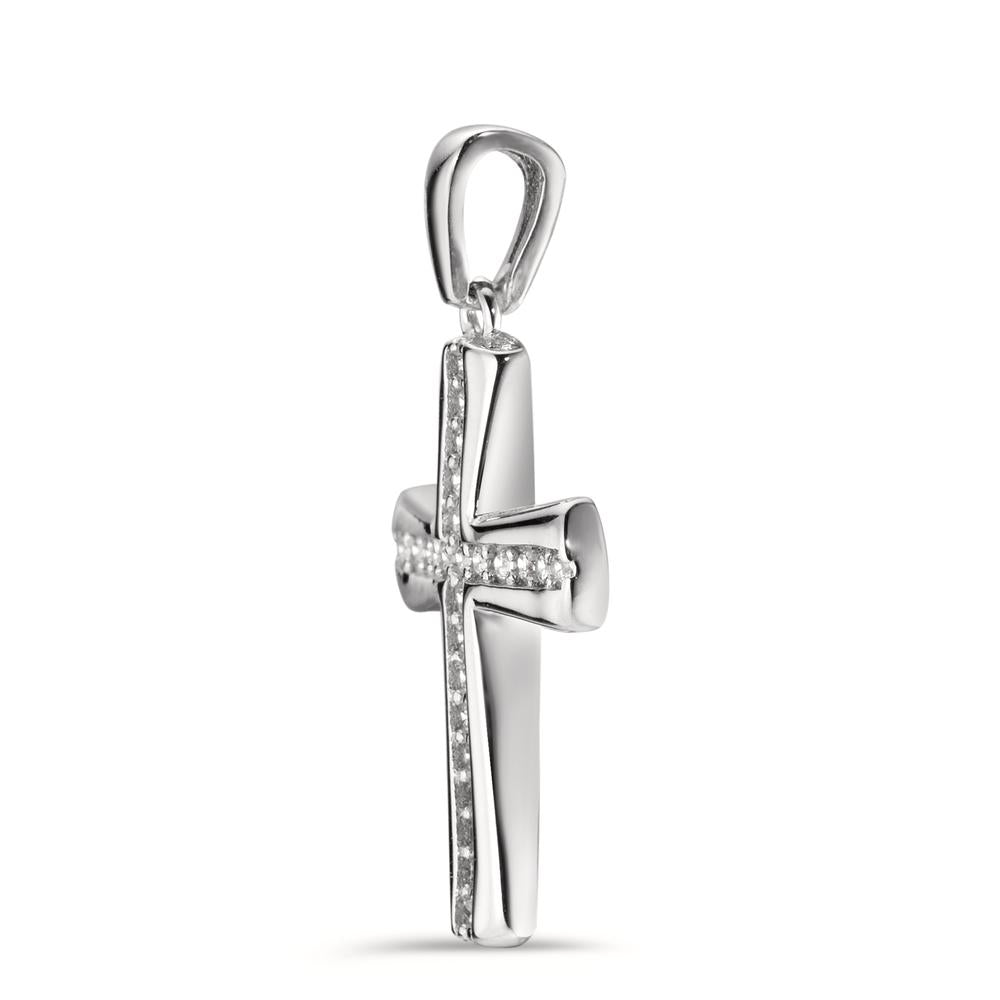 Pendant 9k White Gold Zirconia 25 Stones Cross