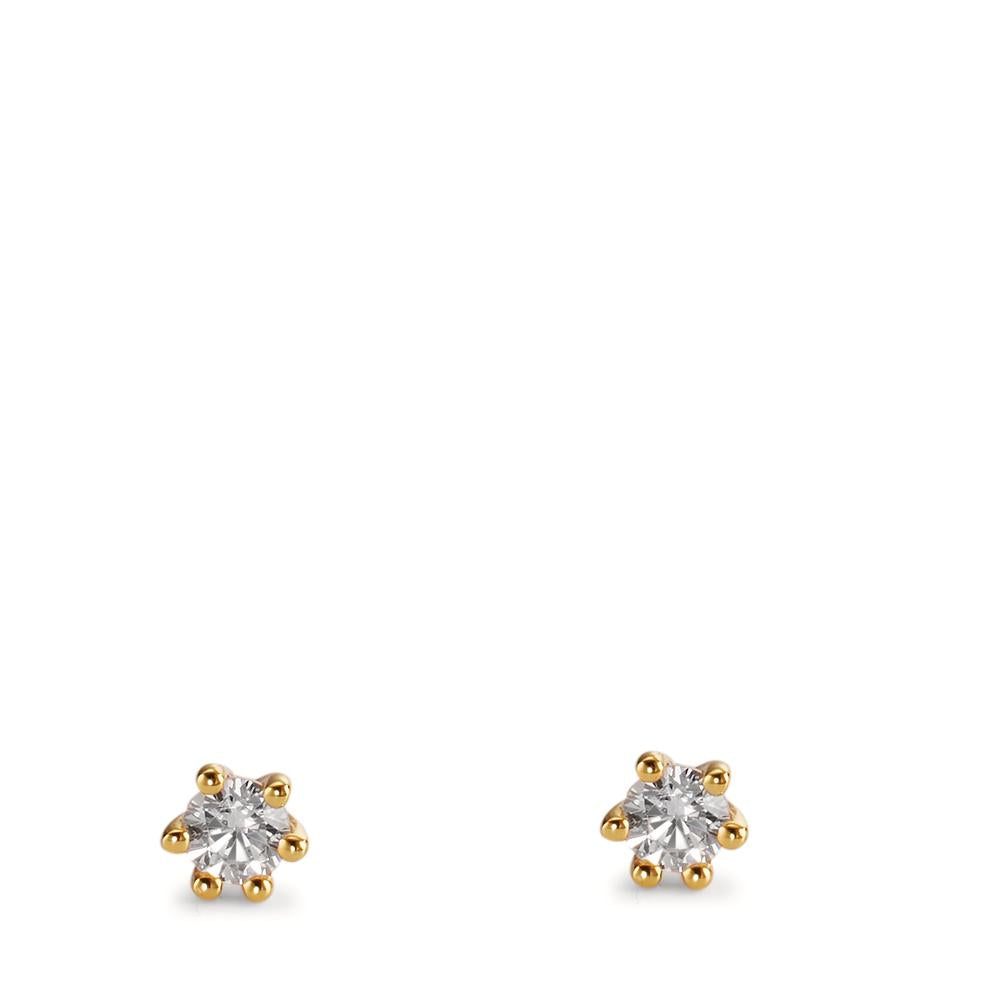 Pendientes Plata Circonita 2 piedras Amarillo Dorado Ø3 mm