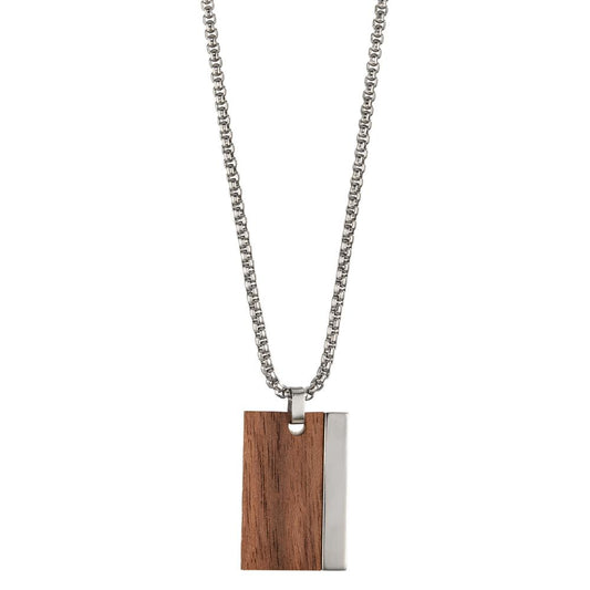 Collier Edelstahl Holz verstellbar