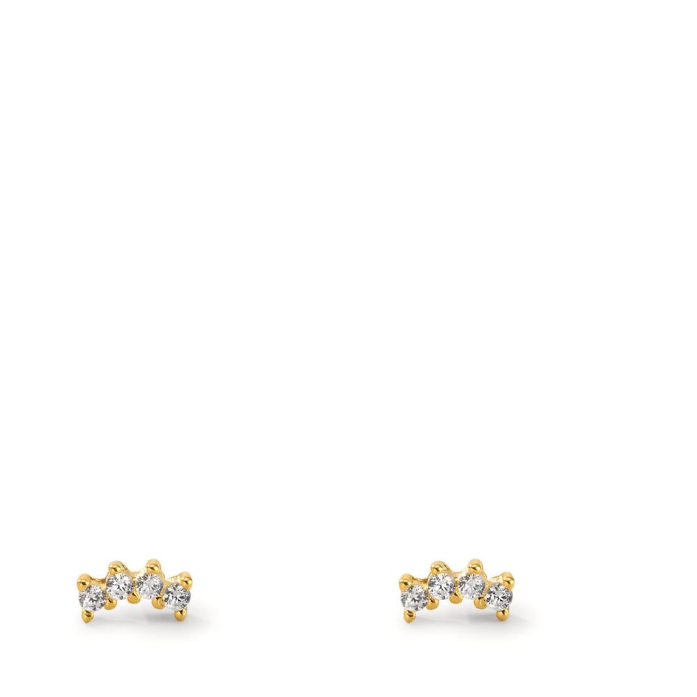 Clous d'oreilles Argent Zircone 8 Pierres jaune Plaqué or