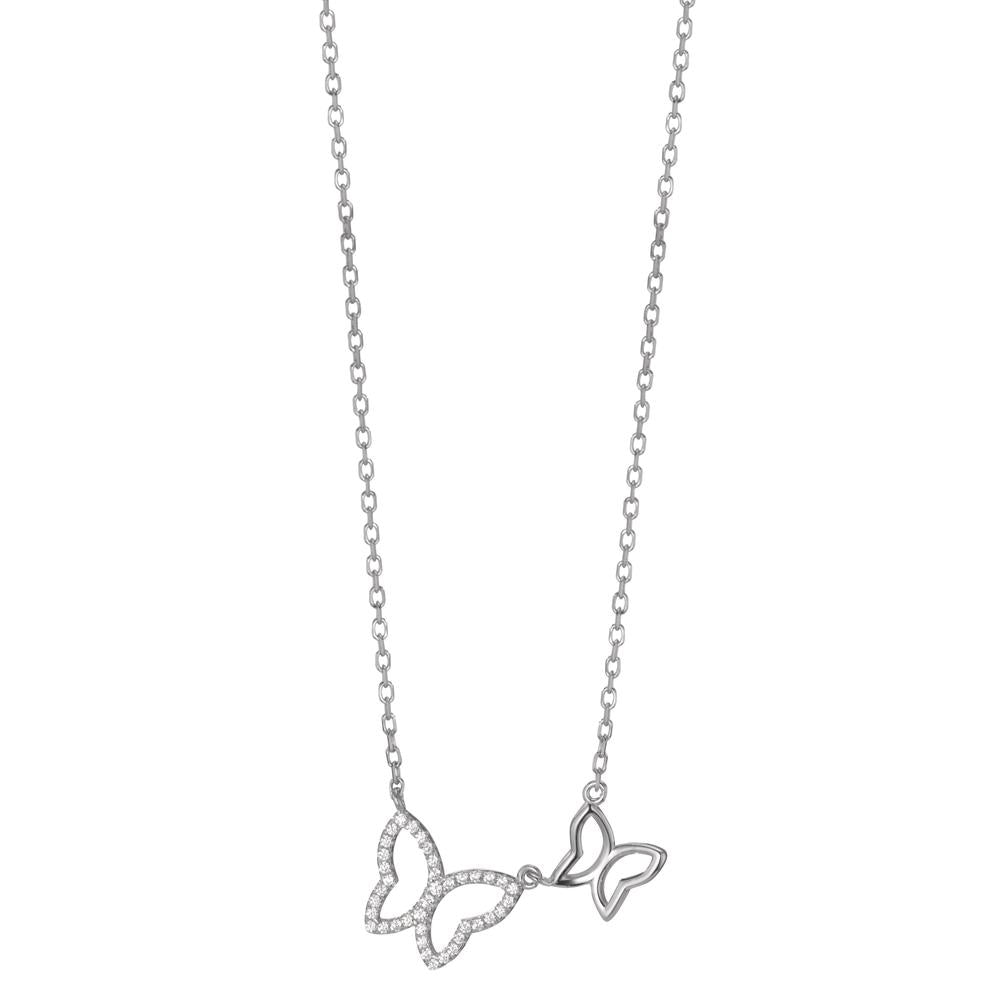 Collier Argent Zircone Rhodié Papillon 40-45 cm