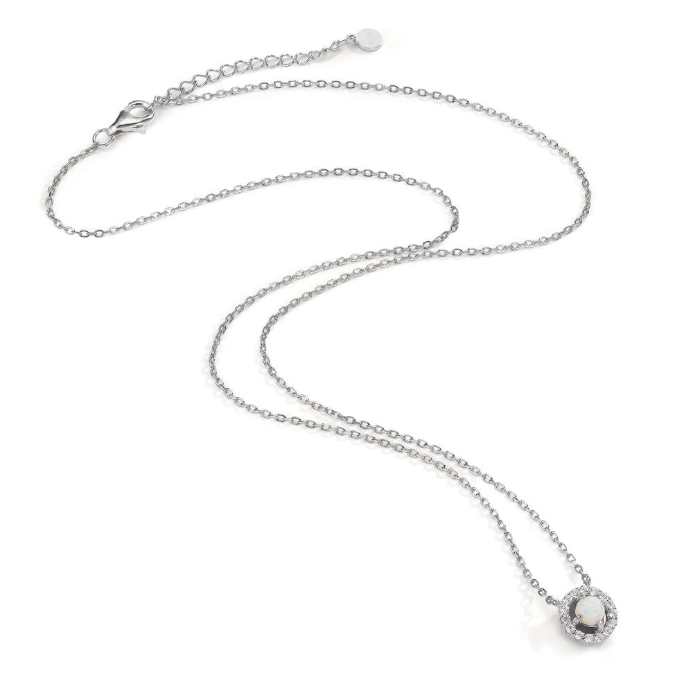 Collier Argent Zircone, [synth. Opal] Rhodié 42-45 cm