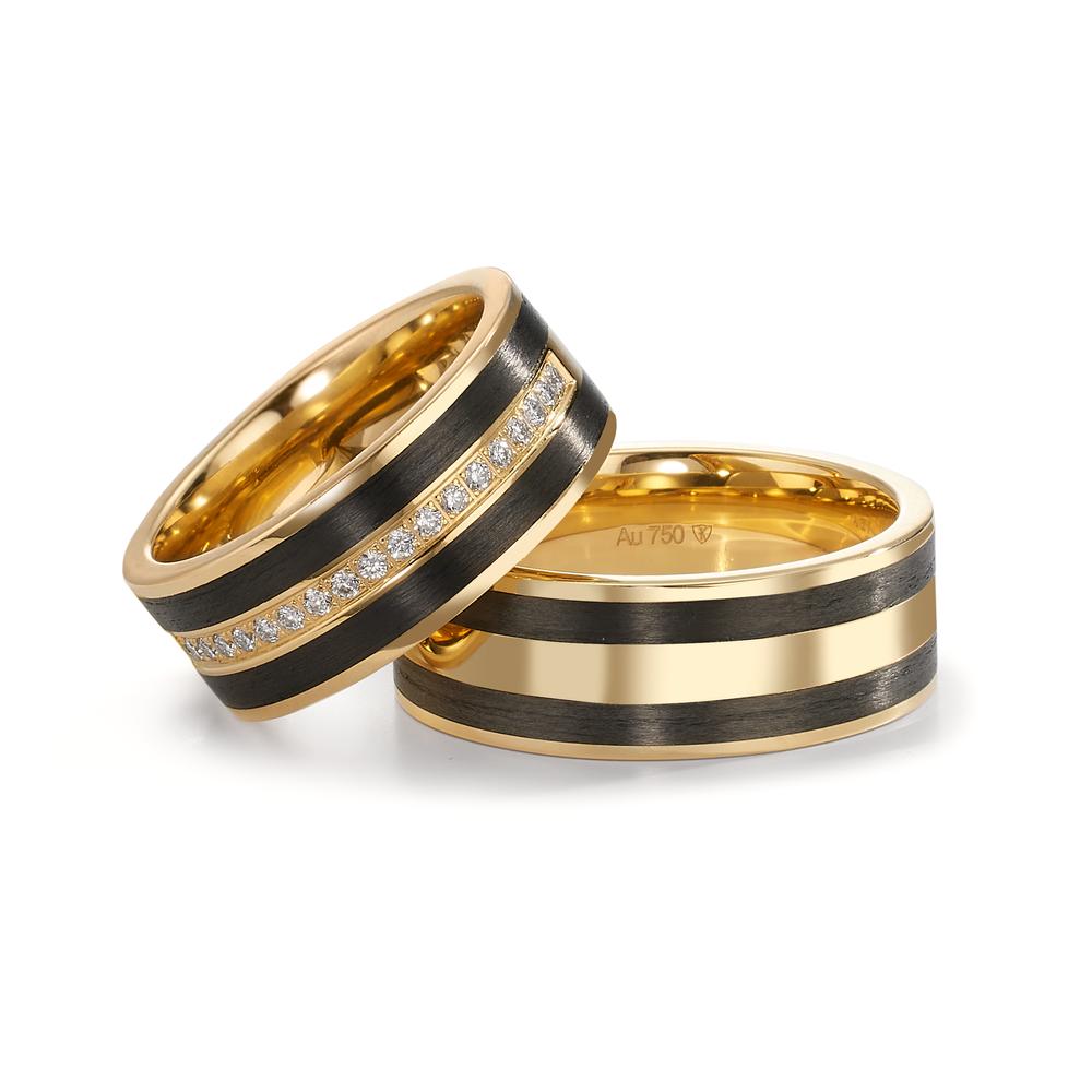 Partnerring 750/18 K Gelbgold, Carbon