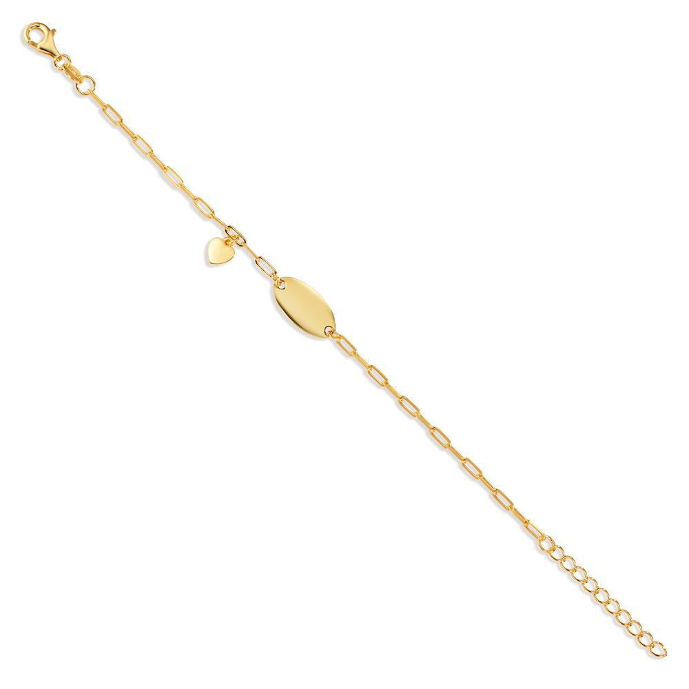 Pulsera grabada Plata Amarillo Dorado Corazón 14-17 cm