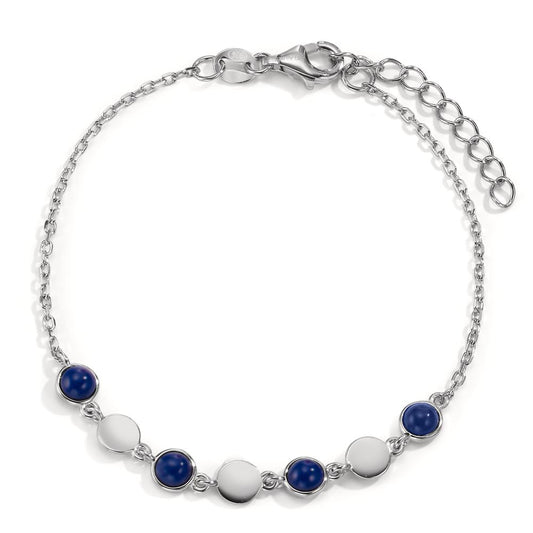 Armband Silber Lapislazuli 4 Steine rhodiniert verstellbar